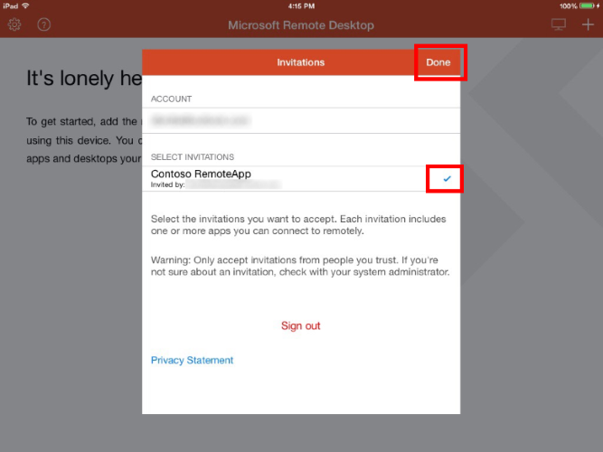 Invitations page