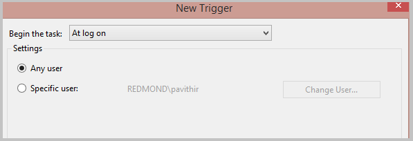 Set the trigger for the task as "At log on"